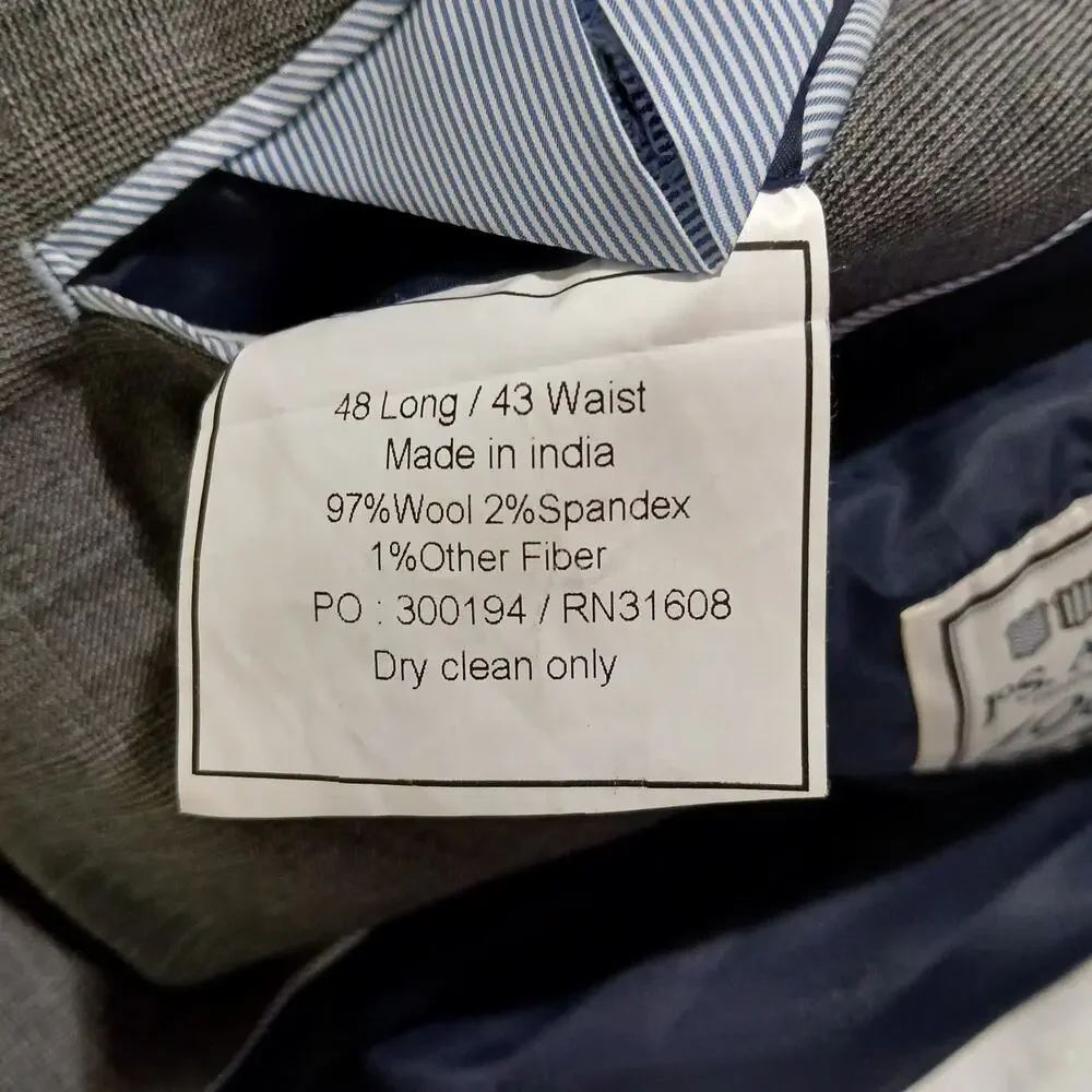 Jos.A.Bank Brrr Comfort blazer 48L Slate Grey Wool Tailored-Fit Plaid Classic